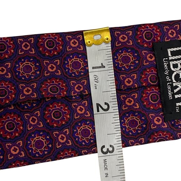 Liberty Of London Mens 100% Silk Tie Purple Red Geometric Pattern Made In USA - Picture 5 of 6